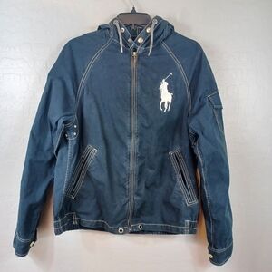 Vintage 90s Polo Ralph Lauren Hooded  Jacket M Black